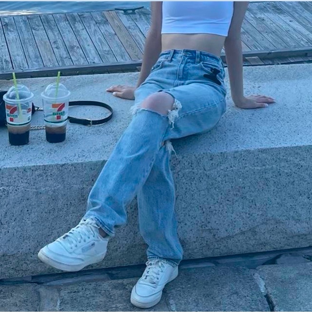 Light Blue Distressed Women's Jeans - Picture 3 of 3